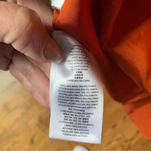 Michael Kors Orange Cropped Wool Blend Coat Jacket Sz S  Bracelet-length Sleeves - Picture 4 of 4